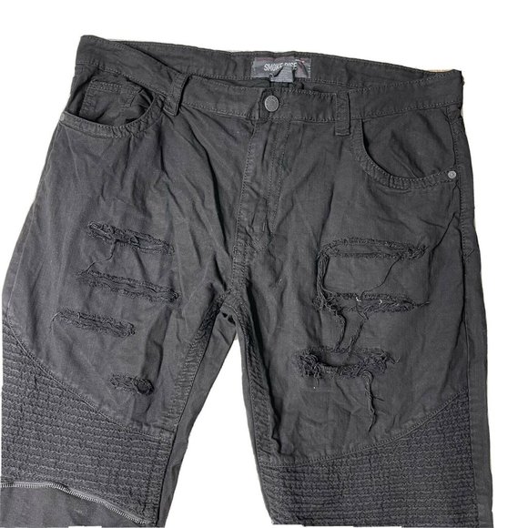 smoke rise 44 X 32 new black mens moto zipper deni - Picture 3 of 7